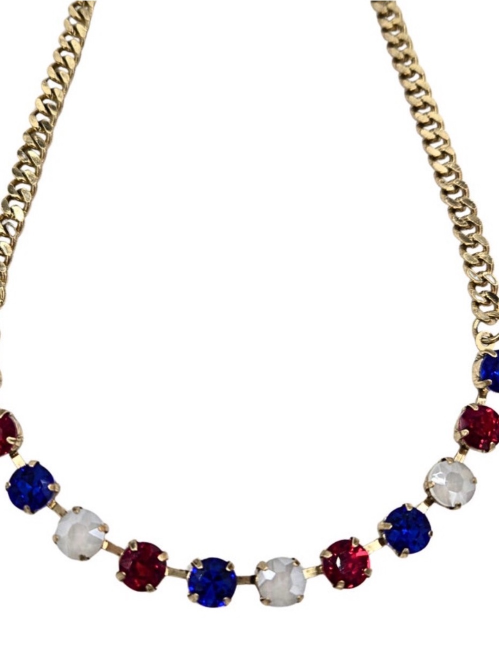 Sienna Gold-Tone Necklace with Red, Blue and White Gem Accents Necklace